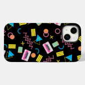 Schwarz-farbige Achtzigerjahre-Muster Case-Mate iPhone Hülle (Rückseite (Horizontal))