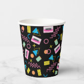 Schwarz farbige Achtzigerjahre Retro-Party-Thema 8 Pappbecher (Vorderseite)