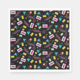 Schwarz farbige Achtzigerjahre Retro-Party-Thema 8 Serviette