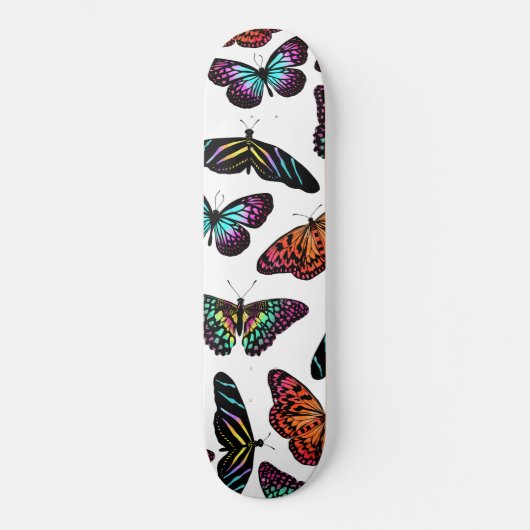 Schwarz-Farbige Schmetterlinge Muster Skateboard (Vorderseite)
