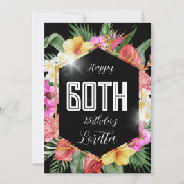 Schwarz-Farbige tropische Blume 60. Geburtstagskar Feiertagskarte