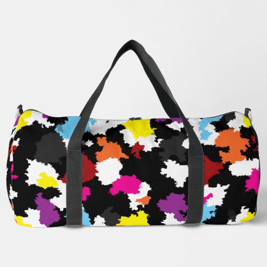 Schwarz Farbige unregelmäßige Abstrakt Duffle Bag (Vorderseite)