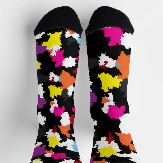 Schwarz Farbige unregelmäßige Abstrakt Socken (Oben)