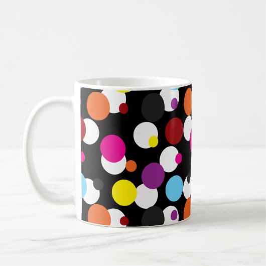 Schwarz-farbiges Polka-Dots-Oberflächenmuster Kaffeetasse (Links)