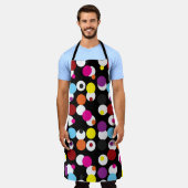 Schwarz-farbiges Polka-Dots-Oberflächenmuster Schürze (Getragen)