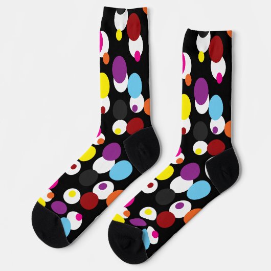 Schwarz-farbiges Polka-Dots-Oberflächenmuster Socken (Linkes Detail)