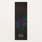 Schwarz farbiges Wabengeometrie-Muster Monogram Yogamatte (Vorderseite)