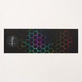 Schwarz farbiges Wabengeometrie-Muster Monogram Yogamatte (Vorderseite (Horizontal))