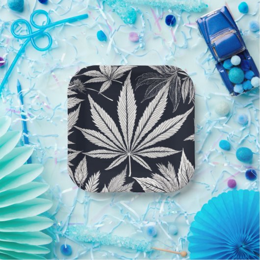 Schwarz-Farbstil-Design-Mode 🍁 Stil Pappteller (Party)