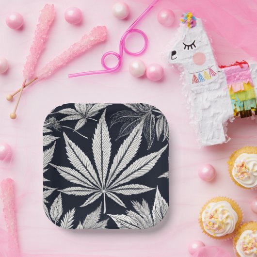 Schwarz-Farbstil-Design-Mode 🍁 Stil Pappteller (Party)