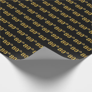 Schwarz, Faux Gold 80. (Achtzigstes) Ereignis Geschenkpapier