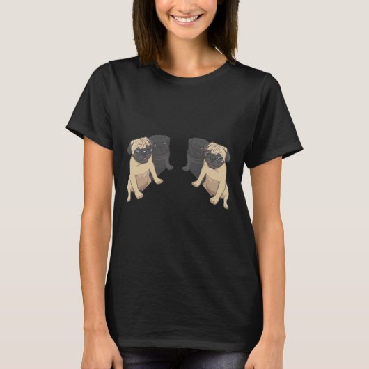 Schwarz-Fawn Mops Muster Klassischer T - Shirt 160 (Vorderseite)