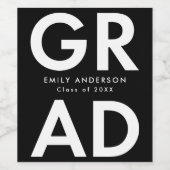 Schwarz | Fett Grad Abschluss Weinetikett (Einzelnes Label)