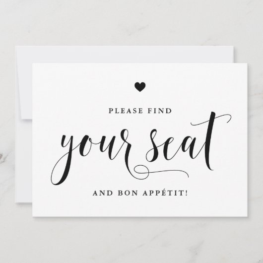 Schwarz finden Sie Ihren Sitz und Bön Appétit Wedd Einladung (Vorderseite)