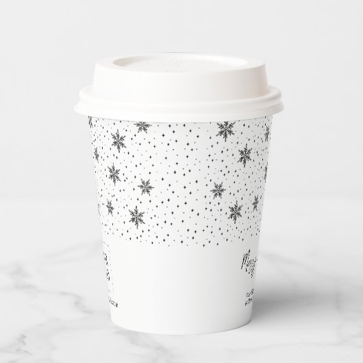 Schwarz | Firmenlogo Weihnachtsfeiertag Pappbecher (Links)