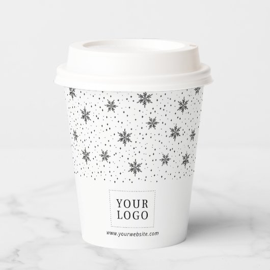 Schwarz | Firmenlogo Weihnachtsfeiertag Pappbecher (Vorderseite)