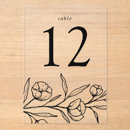 Schwarz-Flora-Akryllische Hochzeitsfeier Acryleinladungen