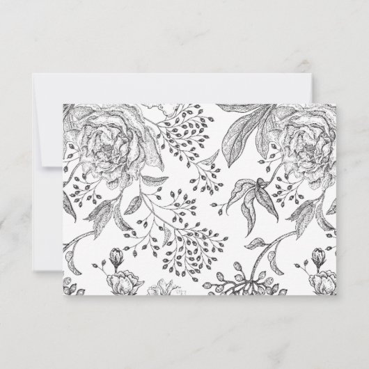 Schwarz-Flora-Elegante-Hochzeitskarte RSVP Karte (Rückseite)