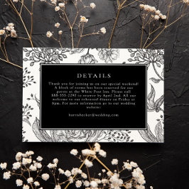 Schwarz-Flora-Elegante-Hochzeitskarte RSVP Karte