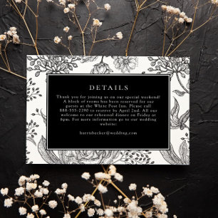 Schwarz-Flora-Elegante-Hochzeitskarte RSVP Karte