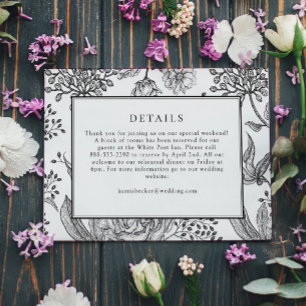 Schwarz-Flora-Elegante-Hochzeitskarte RSVP Karte