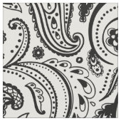 Schwarz-Floral Paisley-Custom Weißer Hintergrund Stoff (Nahaufnahme)