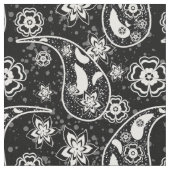 Schwarz Floral Paisley Muster Design Textil Stoff (Nahaufnahme)