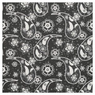 Schwarz Floral Paisley Muster Design Textil Stoff