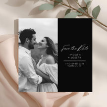 Schwarz | Foto Chic Flache Hochzeit Save The Date 