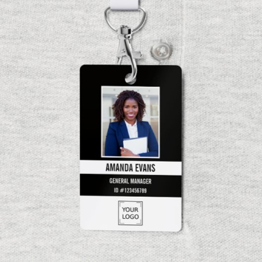 Schwarz | Foto Mitarbeiter-Logo oder QR CODE-Siche Ausweis