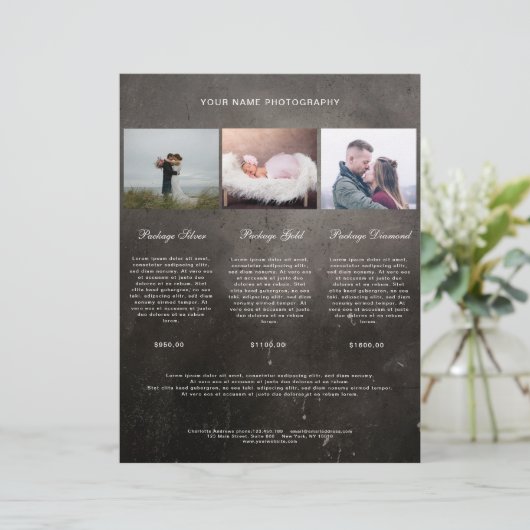 Schwarz Foto Preisliste (Stehend Vorderseite)