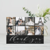 Schwarz-FotoCollage mit Handschrift Dankeskarte (Stehend Vorderseite)