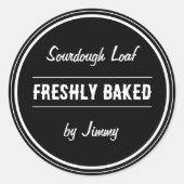 Schwarz | Freshly Baklet by Runder Aufkleber (Vorderseite)