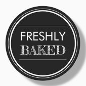 Schwarz | Frischgebackenes Brot Runder Aufkleber