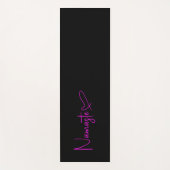 Schwarz-Fuchsia-Script-Namaste-Herz reversible Yogamatte (Vorderseite)