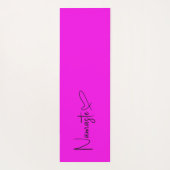 Schwarz-Fuchsia-Script-Namaste-Herz reversible Yogamatte (Rückseite)