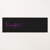 Schwarz-Fuchsia-Script-Namaste-Herz reversible Yogamatte (Vorderseite (Horizontal))