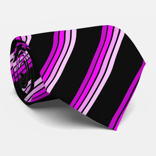Schwarz & Fuchsia Stripte Krawatte (Gerollt)