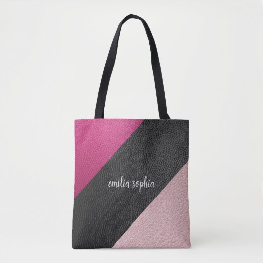 Schwarz, Fuchsien und Rosa Personalisiert Tasche (Vorderseite)