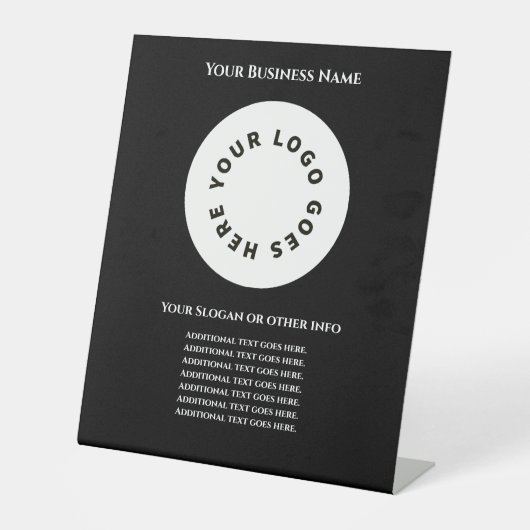 Schwarz Fügen Sie Ihren eigenen Text und Ihr Logo Sockelschild (Vorderseite)