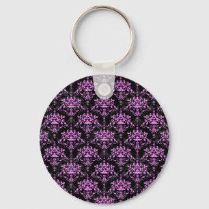 Schwarz-Fushia-Damaskus-Muster Schlüsselanhänger