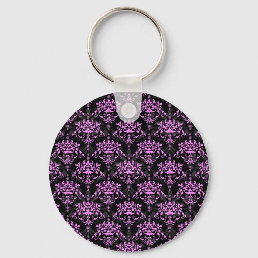 Schwarz-Fushia-Damaskus-Muster Schlüsselanhänger (Vorderseite)