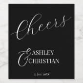 Schwarz-Gastgeschenk Hochzeit Weinetikett (Einzelnes Label)