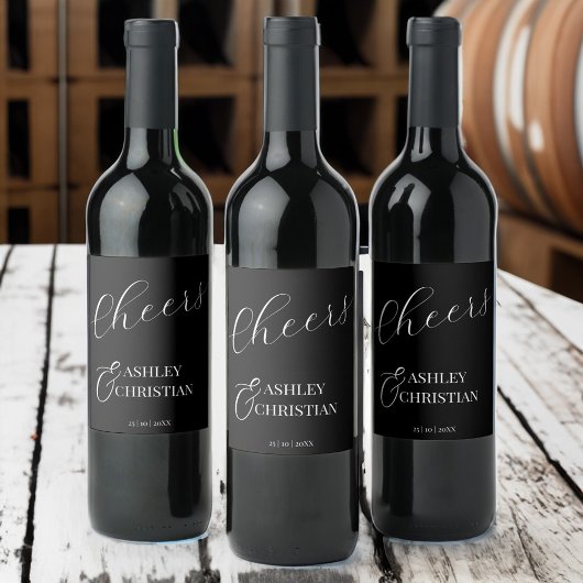 Schwarz-Gastgeschenk Hochzeit Weinetikett
