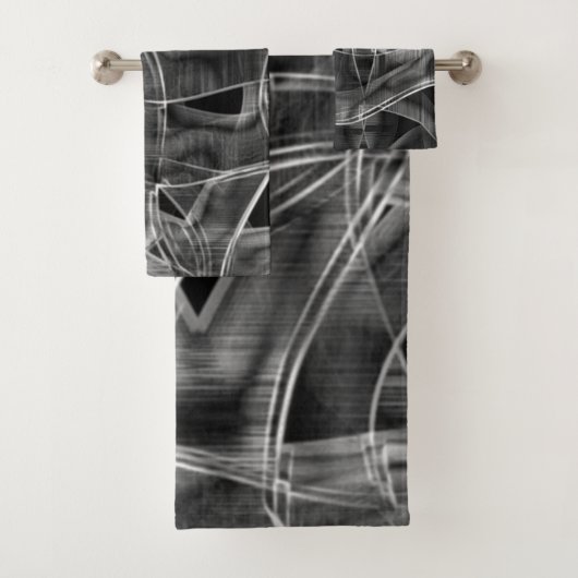 Schwarz gebogene Bänder, die die geprägten Linien Badhandtuch Set (Insitu)