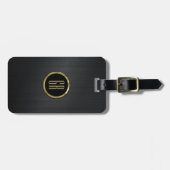 Schwarz-gebürstete Aluminium-TexturGold-Typografie Gepäckanhänger (Vorderseite horizontal)