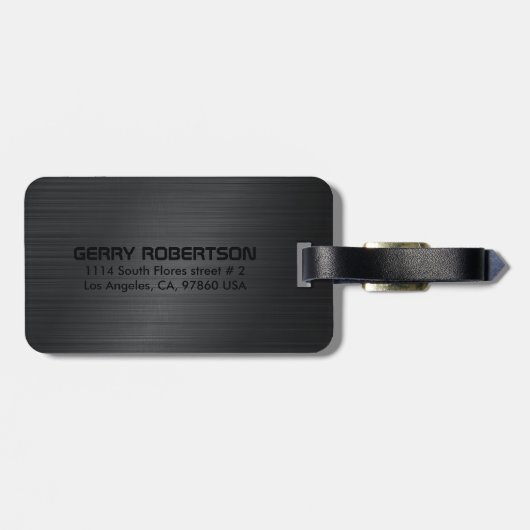 Schwarz gebürstetes Aluminium Textur 2 Gepäckanhänger (Rückseite horizontal)