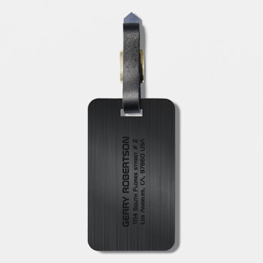 Schwarz gebürstetes Aluminium Textur 3 Gepäckanhänger (Rückseite vertikal)