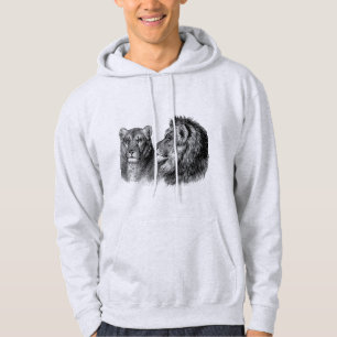 Schwarz gedruckte Wildtiere Männer leicht grau Hoodie