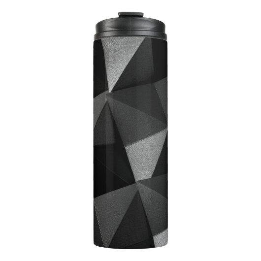 Schwarz gefaltetes strukturiertes Papier abstrakt Thermosbecher (Vorderseite)